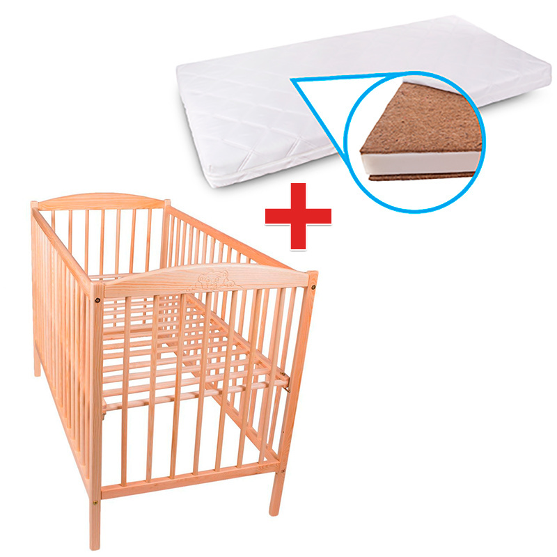 Zestaw promocyjny - łóżeczko drewniane + Materac KPK